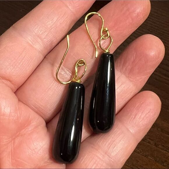 Set of 2 Artisan Earrings Jade and Onyx on sterling silver - Picture 3 of 4